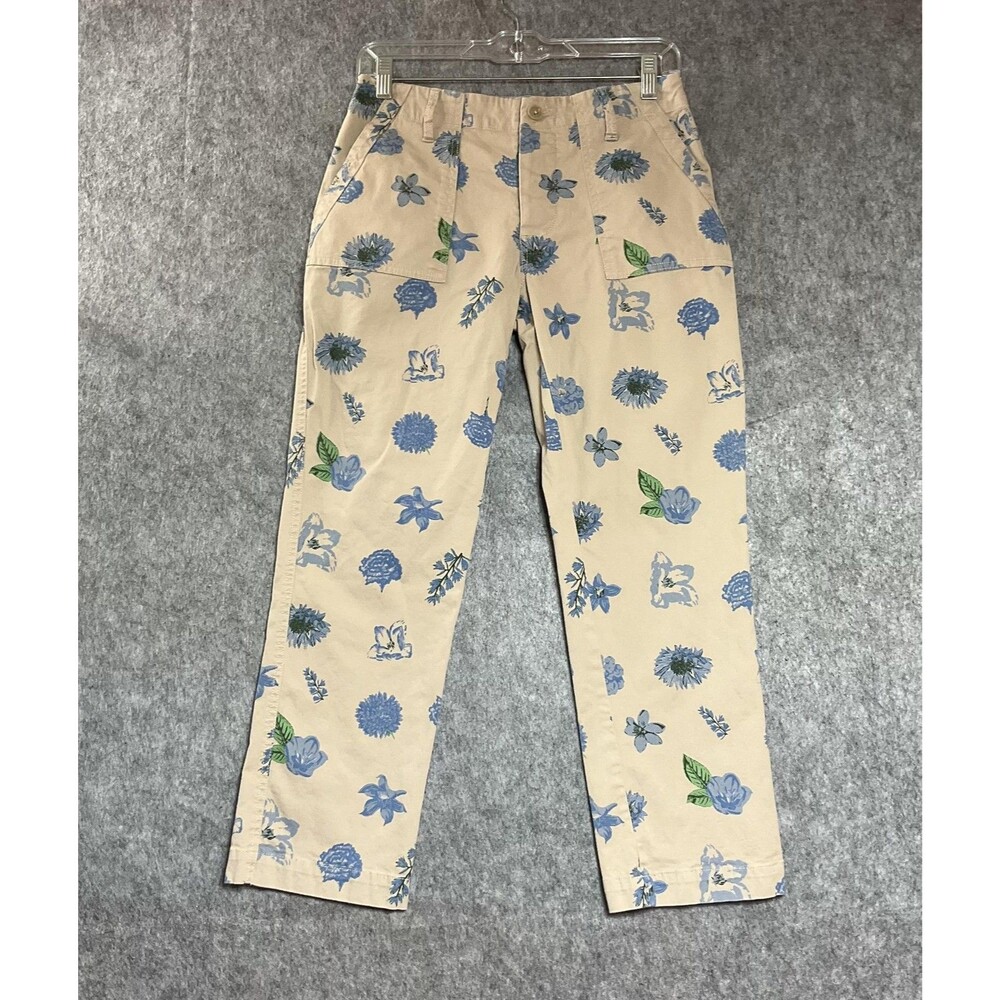 Lucky Brand Pants Womens Small Beige Floral Straight Leg Stretch Chino 27x25